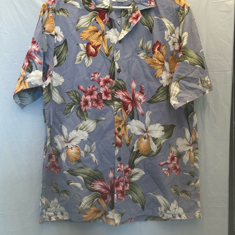 MD Fashion Hawaiian Floral Men's Casual Button Down Shirt Sz L 100% Cotton NWNT